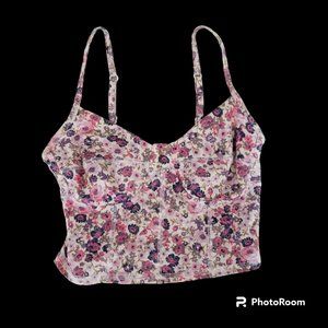 Garage Corset-Style Crop Top XS Flowered